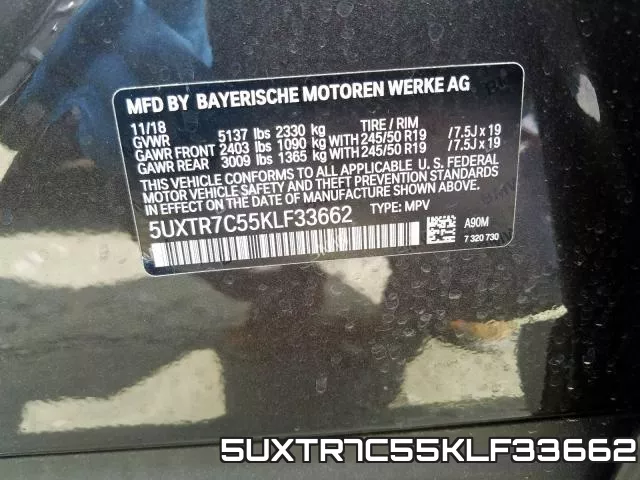 5UXTR7C55KLF33662 фото 2