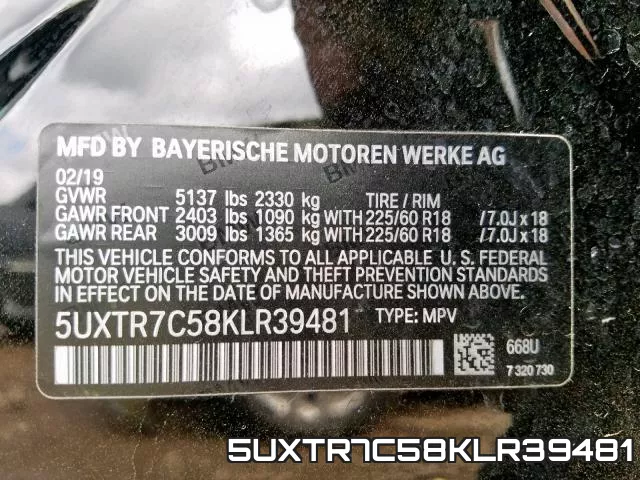 5UXTR7C58KLR39481 фото 2