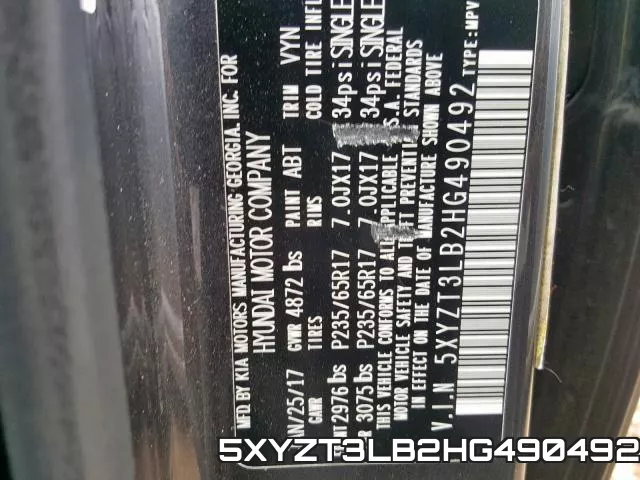 5XYZT3LB2HG490492 фото 2