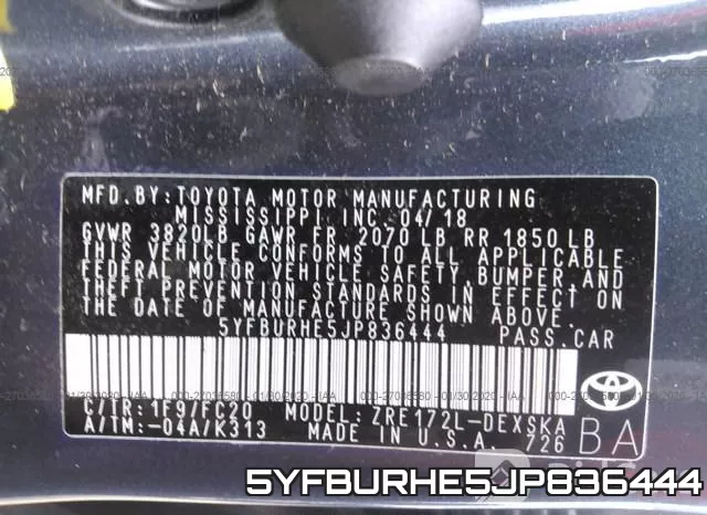5YFBURHE5JP836444 фото 10