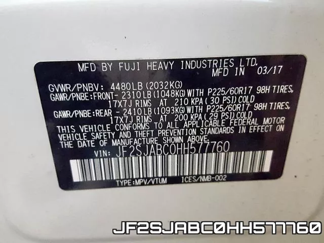JF2SJABC0HH577760 фото 2