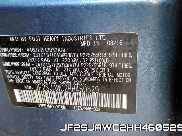 JF2SJAWC2HH460529 фото 2
