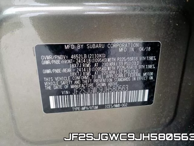 JF2SJGWC9JH580563 фото 2