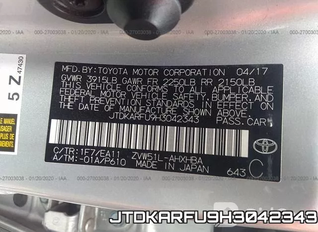 JTDKARFU9H3042343 фото 7
