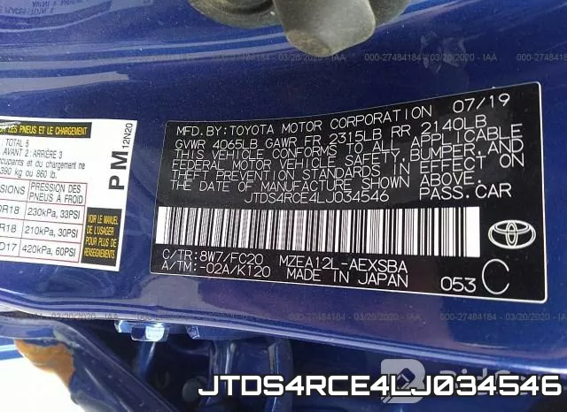 JTDS4RCE4LJ034546 фото 10