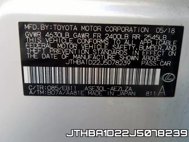 JTHBA1D22J5078239 фото 2