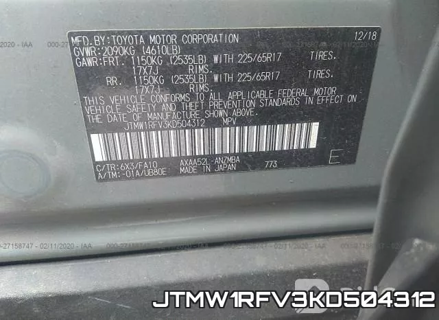 JTMW1RFV3KD504312 фото 6
