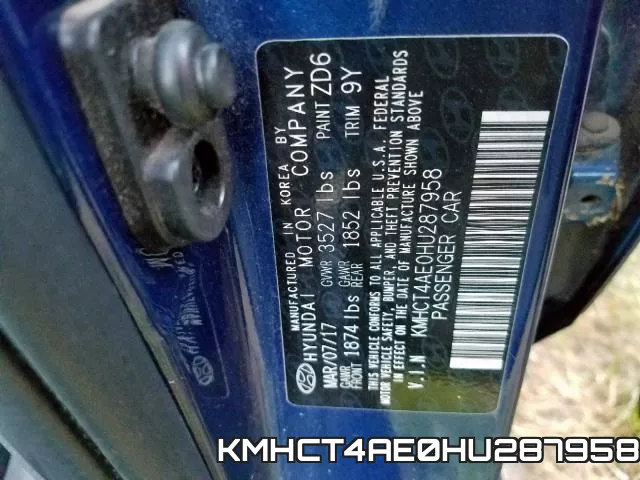 KMHCT4AE0HU287958 фото 2