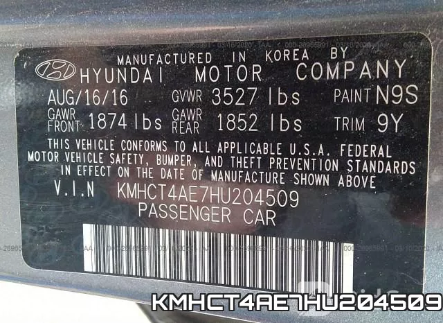 KMHCT4AE7HU204509 фото 4