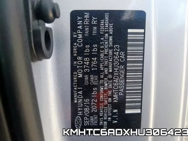 KMHTC6ADXHU306423 фото 2