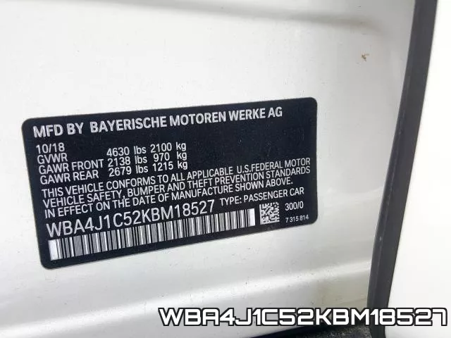 WBA4J1C52KBM18527 фото 2