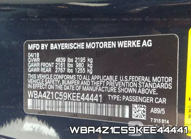 WBA4Z1C59KEE44441 фото 6