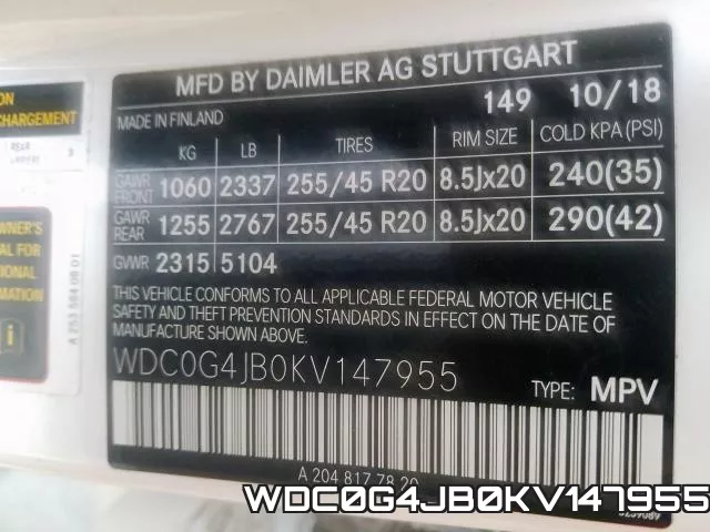 WDC0G4JB0KV147955 фото 2