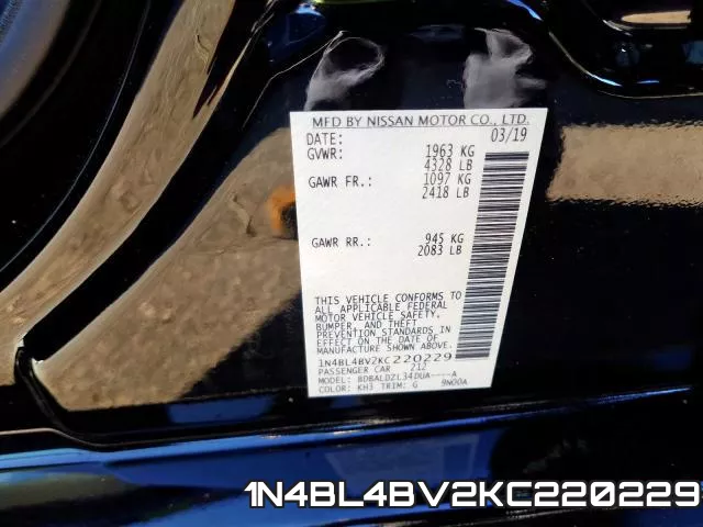 1N4BL4BV2KC220229 фото 2