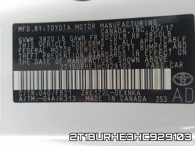 2T1BURHE3HC929103 фото 2