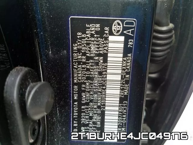 2T1BURHE4JC049176 фото 2
