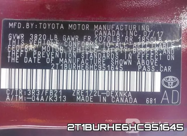 2T1BURHE6HC951645 фото 10