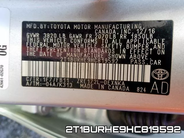 2T1BURHE9HC819592 фото 2