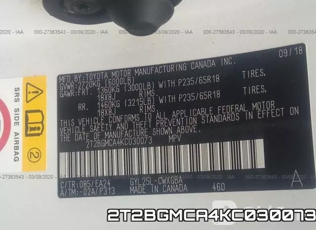 2T2BGMCA4KC030073 фото 10