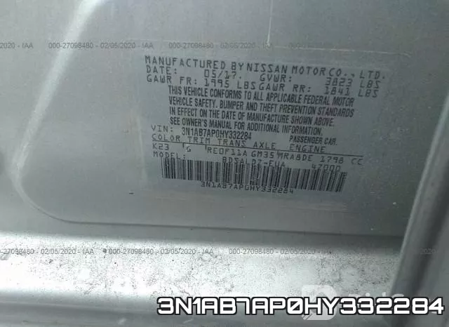 3N1AB7AP0HY332284 фото 7