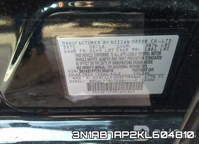 3N1AB7AP2KL604810 фото 8