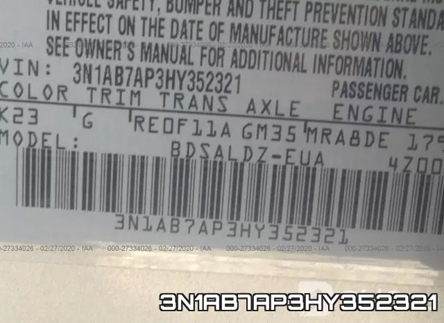 3N1AB7AP3HY352321 фото 6
