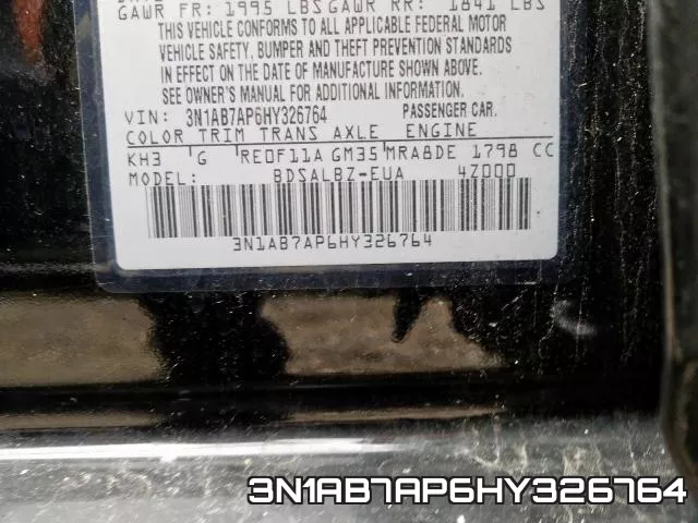 3N1AB7AP6HY326764 фото 2