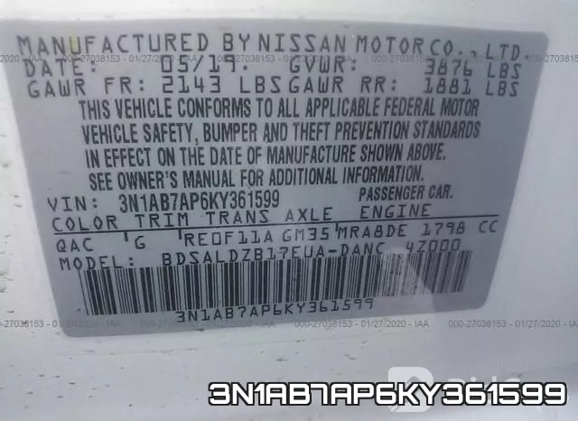 3N1AB7AP6KY361599 фото 8