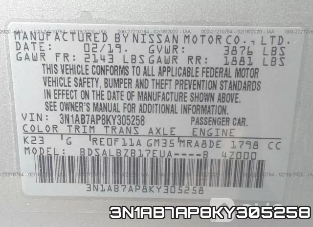 3N1AB7AP8KY305258 фото 10