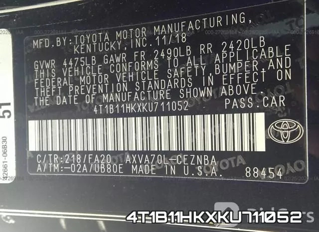 4T1B11HKXKU711052 фото 6