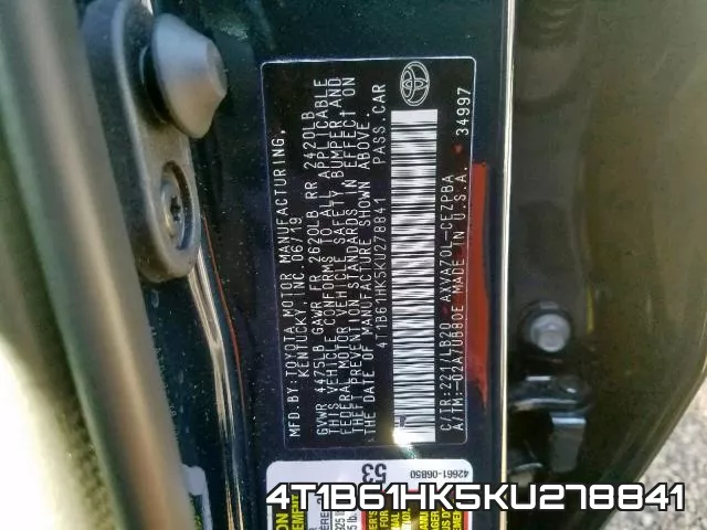 4T1B61HK5KU278841 фото 2