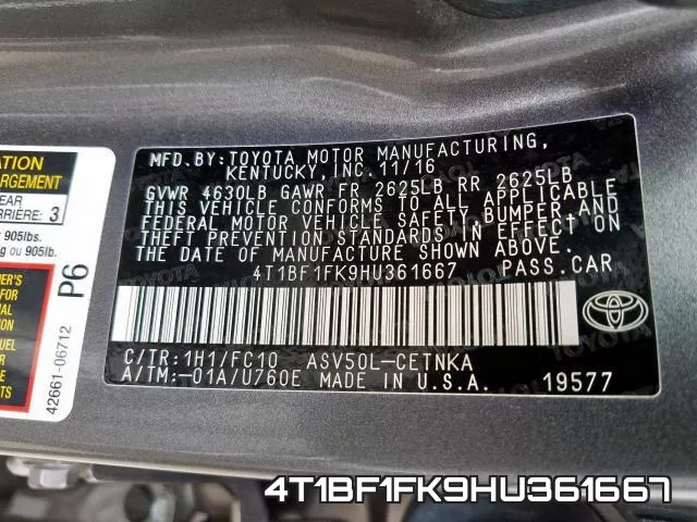 4T1BF1FK9HU361667 фото 2