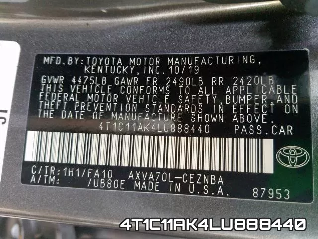 4T1C11AK4LU888440 фото 2
