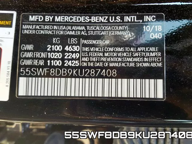 55SWF8DB9KU287408 фото 2