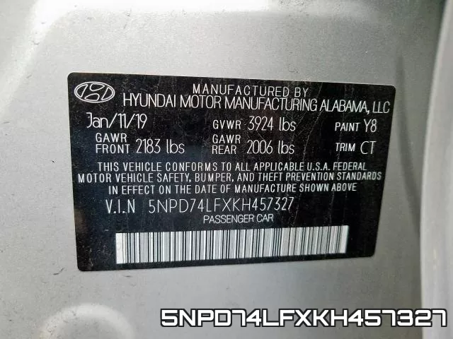 5NPD74LFXKH457327 фото 2