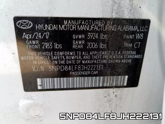 5NPD84LF8JH222131 фото 2