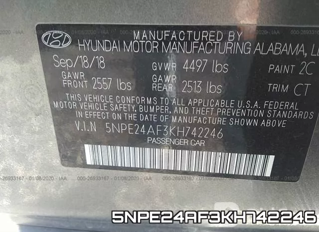5NPE24AF3KH742246 фото 10