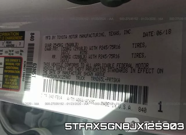 5TFAX5GN8JX125903 фото 10