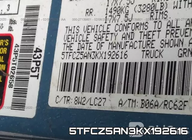 5TFCZ5AN3KX192616 фото 6