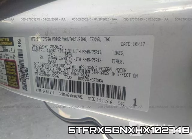 5TFRX5GNXHX102748 фото 10