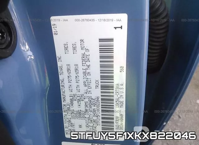 5TFUY5F1XKX822046 фото 7