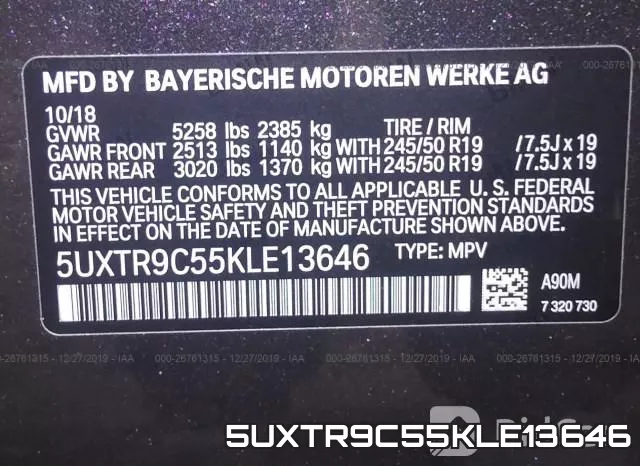 5UXTR9C55KLE13646 фото 6