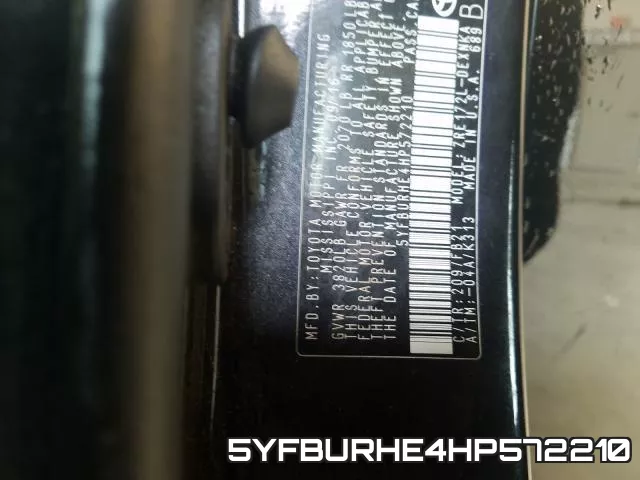5YFBURHE4HP572210 фото 2
