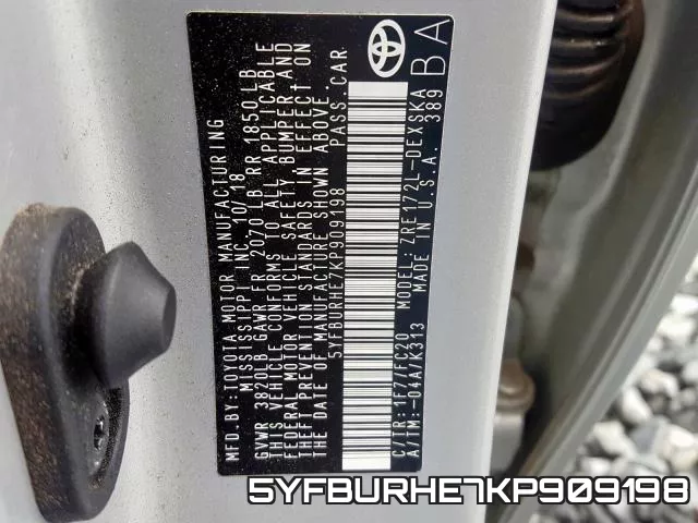 5YFBURHE7KP909198 фото 2