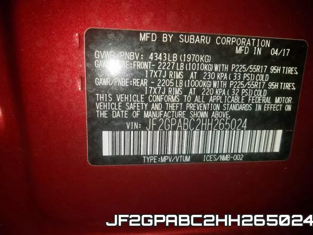 JF2GPABC2HH265024 фото 2
