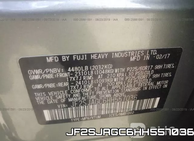 JF2SJAGC6HH557036 фото 6