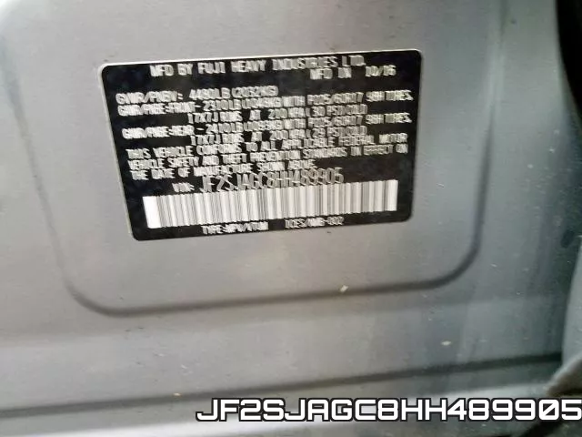 JF2SJAGC8HH489905 фото 2