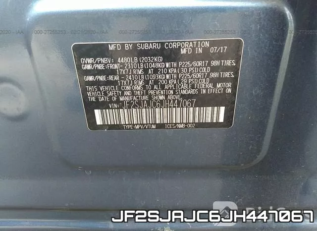JF2SJAJC6JH447067 фото 10