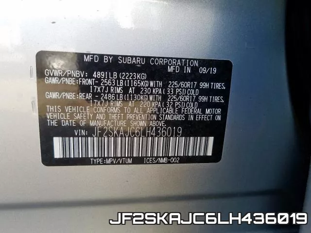 JF2SKAJC6LH436019 фото 2