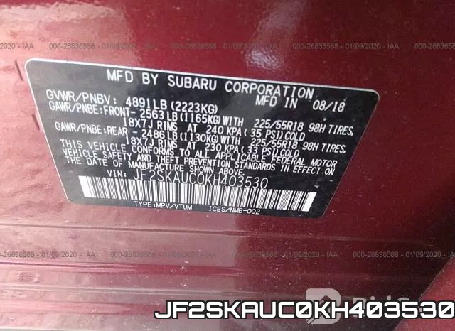 JF2SKAUC0KH403530 фото 10
